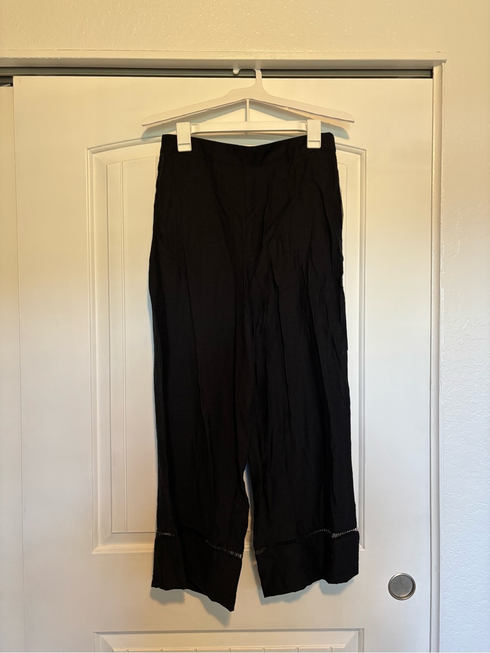 a new day Black Wide Leg Trousers with Hem Detail